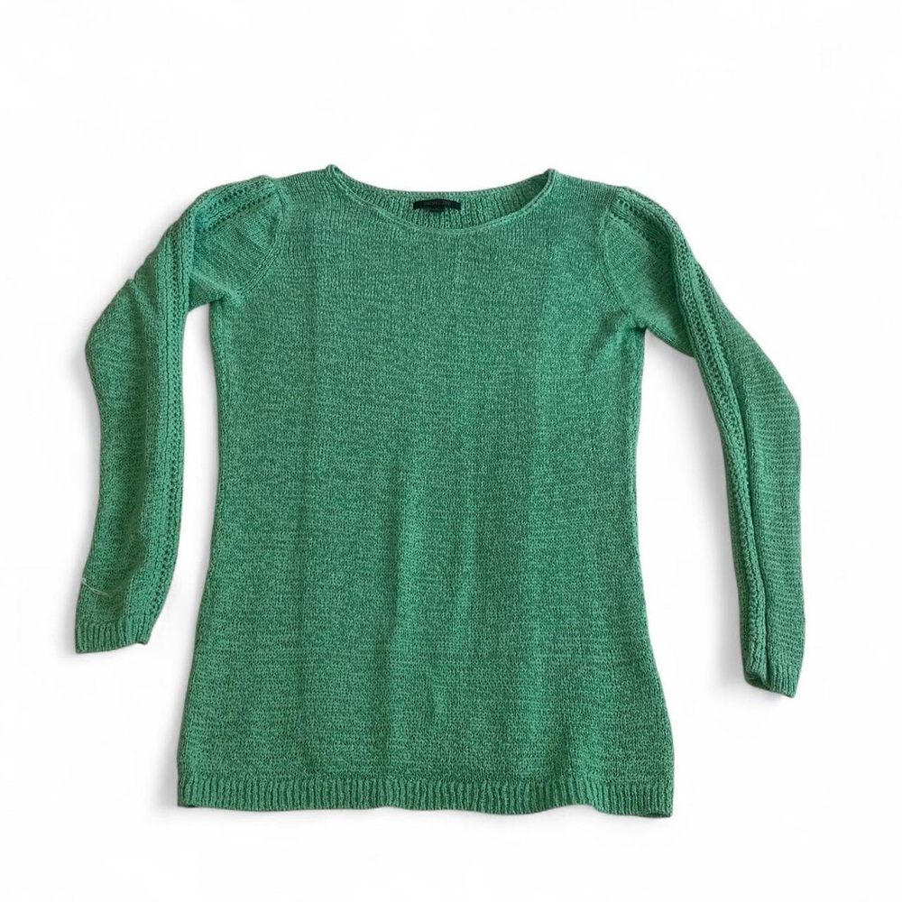 Rachel Zoe Karla Mint Green Open-Knit Cotton Blend Sweater, Size Large EUC - Picture 1 of 8